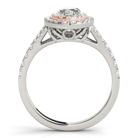 Rose gold Marquise Cut Double Halo Split Shank Diamond Ring with Prong Setting 2