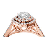 Rose gold Marquise Cut Double Halo Split Shank Diamond Ring with Prong Setting_56