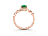 Rose gold Marquise Cut Emerald Cluster Side Stone Solitaire Ring with Prong Setting_27