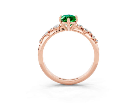 Rose gold Marquise Cut Emerald Cluster Side Stone Solitaire Ring with Prong Setting_27