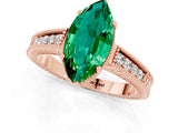 Rose gold Marquise Cut Emerald Engagement Ring with Milgrain Channel Set Band and Prong Setting_1