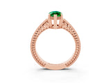 Rose gold Marquise Cut Emerald Engagement Ring with Milgrain Channel Set Band and Prong Setting_3