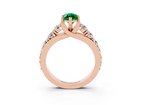 Rose gold Marquise Cut Emerald Engagement Ring with Pavé Band and Four-Prong Setting_3