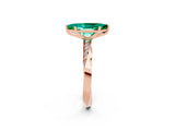 Rose gold Marquise Cut Emerald Engagement Ring with Side Stone Accents and Four-Prong Setting_62