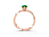 Rose gold Marquise Cut Emerald Engagement Ring with Side Stone Accents and Four-Prong Setting_63