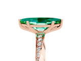 Rose gold Marquise Cut Emerald Engagement Ring with Side Stone Accents and Four-Prong Setting_65