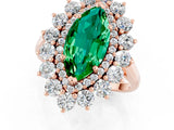 Rose gold Marquise Cut Emerald Floral Double Halo Engagement Ring with Prong Setting_61