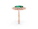 Rose gold Marquise Cut Emerald Floral Double Halo Engagement Ring with Prong Setting_62
