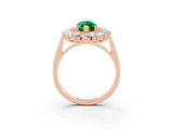 Rose gold Marquise Cut Emerald Floral Double Halo Engagement Ring with Prong Setting_63