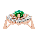 Rose gold Marquise Cut Emerald Floral Double Halo Engagement Ring with Prong Setting_64