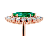 Rose gold Marquise Cut Emerald Floral Double Halo Engagement Ring with Prong Setting_65