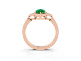 Rose gold Marquise Cut Emerald Halo Ring with Tapered Band and Four-Prong Setting_3