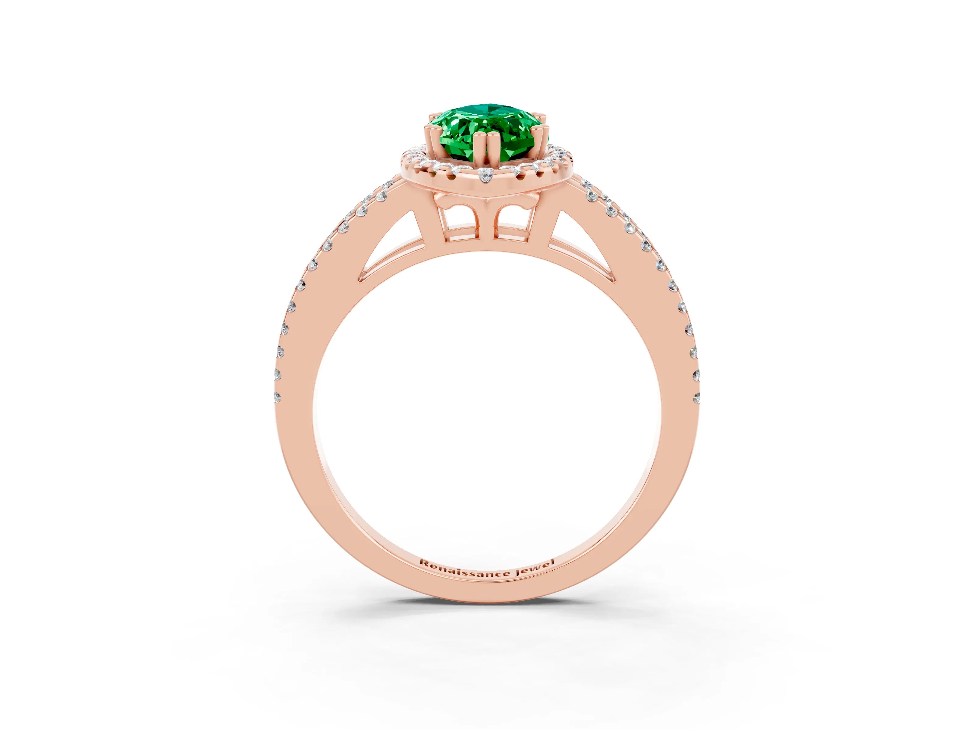 Rose gold Marquise Cut Emerald Halo Split Shank Engagement Ring_15