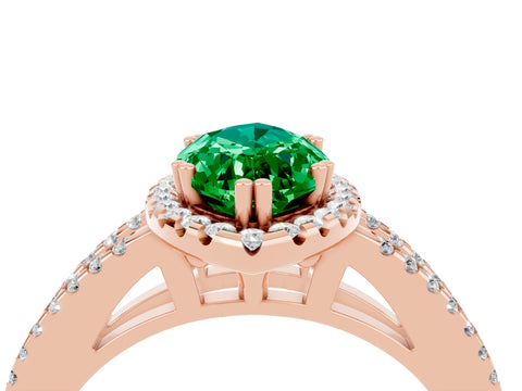 Rose gold Marquise Cut Emerald Halo Split Shank Engagement Ring_16