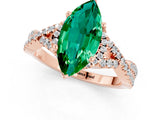 Rose gold Marquise Cut Emerald  Halo Twist Band Solitaire Prong Setting Ring_25