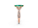 Rose gold Marquise Cut Emerald  Halo Twist Band Solitaire Prong Setting Ring_26