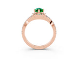 Rose gold Marquise Cut Emerald  Halo Twist Band Solitaire Prong Setting Ring_27