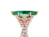 Rose gold Marquise Cut Emerald  Halo Twist Band Solitaire Prong Setting Ring_29
