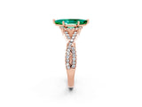 Rose gold Marquise Cut Emerald  Halo Twist Band Solitaire Prong Setting Ring_44