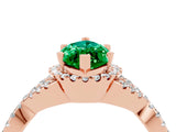 Rose gold Marquise Cut Emerald  Halo Twist Band Solitaire Prong Setting Ring_46