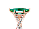 Rose gold Marquise Cut Emerald  Halo Twist Band Solitaire Prong Setting Ring_47