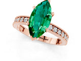 Rose gold Marquise Cut Emerald Milgrain Pavé Engagement Ring with Four-Prong Setting_1
