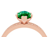 Rose gold Marquise Cut Emerald Milgrain Pavé Engagement Ring with Four-Prong Setting_4