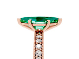 Rose gold Marquise Cut Emerald Milgrain Pavé Engagement Ring with Four-Prong Setting_5