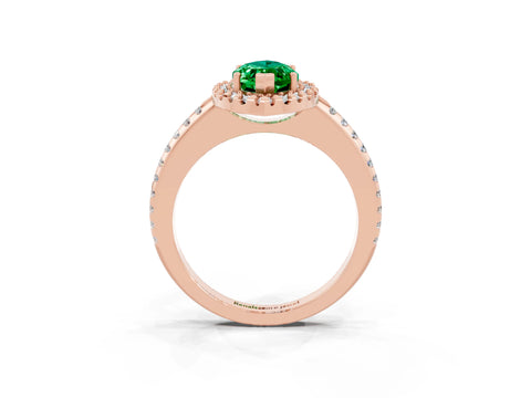 Rose gold Marquise Cut Emerald Pavé Halo Ring with Four-Prong Setting_15