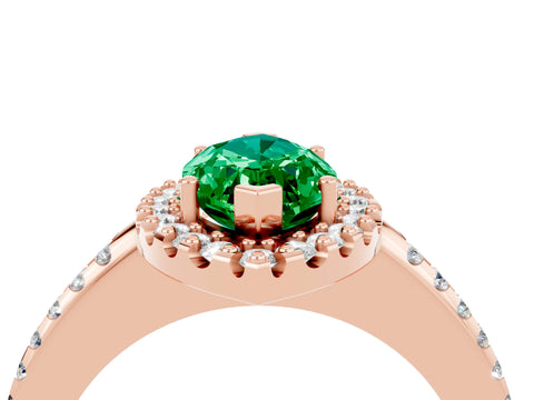 Rose gold Marquise Cut Emerald Pavé Halo Ring with Four-Prong Setting_16