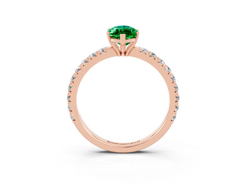 Rose gold Marquise Cut Emerald Pavé Solitaire Engagement Ring with Four-Prong Setting_15