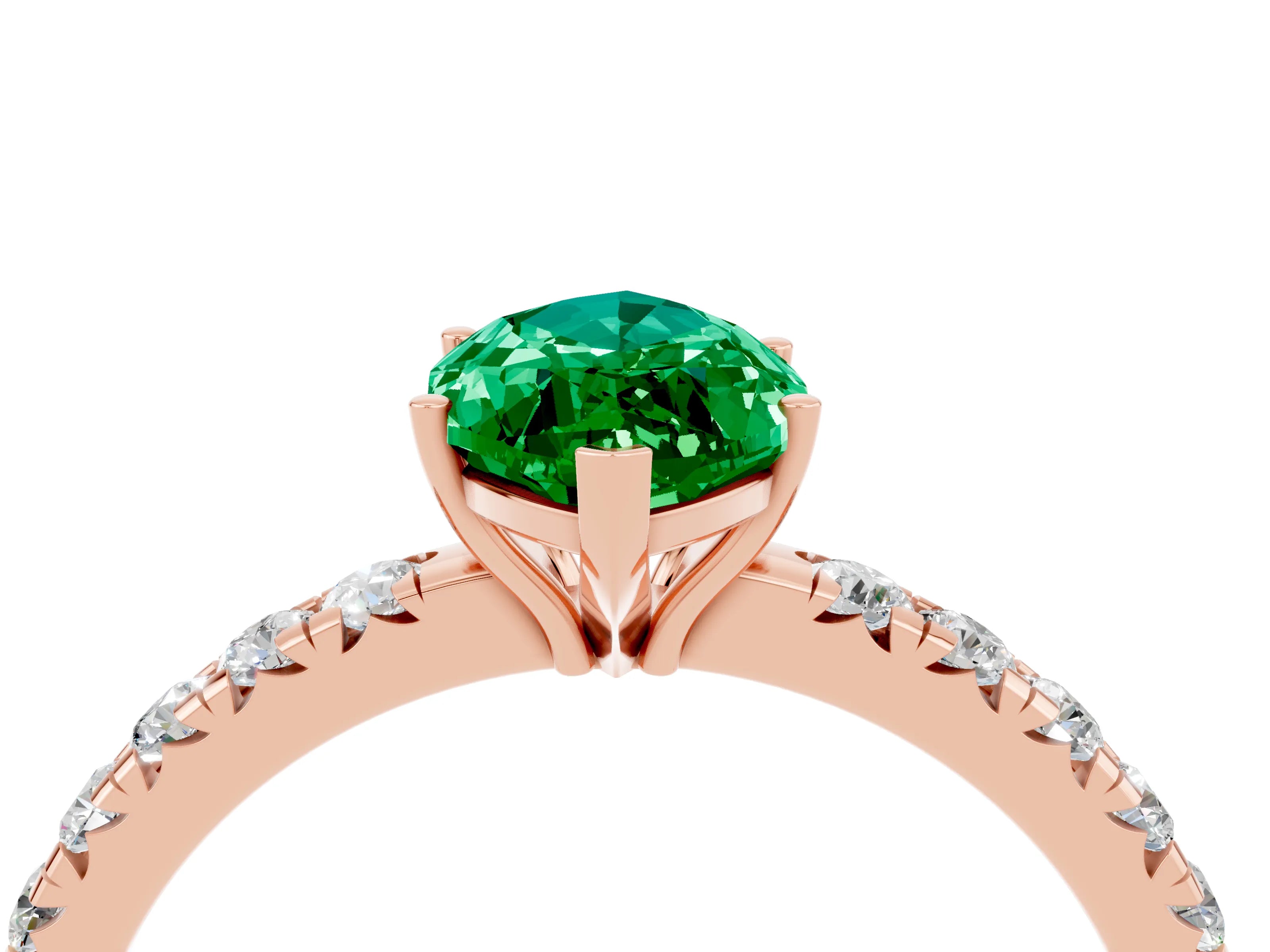 Rose gold Marquise Cut Emerald Pavé Solitaire Engagement Ring with Four-Prong Setting_16