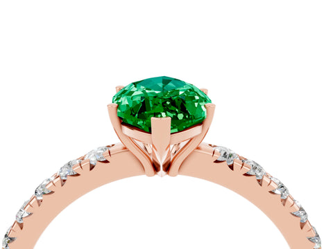 Rose gold Marquise Cut Emerald Pavé Solitaire Engagement Ring with Four-Prong Setting_16