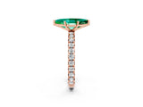 Rose gold Marquise Cut Emerald Pavé Solitaire Ring with Round Band and Prong Setting_26