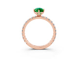 Rose gold Marquise Cut Emerald Pavé Solitaire Ring with Round Band and Prong Setting_27