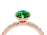 Rose gold Marquise Cut Emerald Pavé Solitaire Ring with Round Band and Prong Setting_28