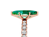Rose gold Marquise Cut Emerald Pavé Solitaire Ring with Round Band and Prong Setting_29