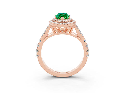 Rose gold Marquise Cut Emerald Pavé Split Shank Double Halo Engagement Ring_15