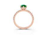 Rose gold Marquise Cut Emerald Pave Band Solitaire Ring with Four-Prong Setting_27
