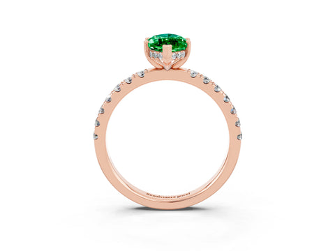 Rose gold Marquise Cut Emerald Pave Band Solitaire Ring with Four-Prong Setting_27