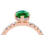 Rose gold Marquise Cut Emerald Pave Band Solitaire Ring with Four-Prong Setting_28