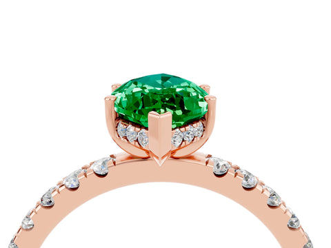 Rose gold Marquise Cut Emerald Pave Band Solitaire Ring with Four-Prong Setting_28