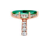 Rose gold Marquise Cut Emerald Pave Band Solitaire Ring with Four-Prong Setting_29