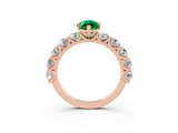 Rose gold Marquise Cut Emerald Prong Setting with Side Stones on a Pave Band_3