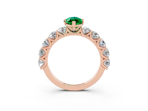 Rose gold Marquise Cut Emerald Prong Setting with Side Stones on a Pave Band_3