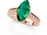 Rose gold Marquise Cut Emerald Ring with Milgrain Pavé Band and Four-Prong Setting_13