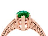 Rose gold Marquise Cut Emerald Ring with Milgrain Pavé Band and Four-Prong Setting_16