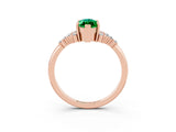 Rose gold Marquise Cut Emerald Ring with Side Stones and Four-Prong Setting_39