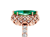 Rose gold Marquise Cut Emerald Scalloped Halo Engagement Ring with Round Shared Prong Band_17