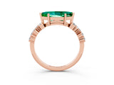Rose gold Marquise Cut Emerald Scattered Round Accent Ring with Prong Setting_15